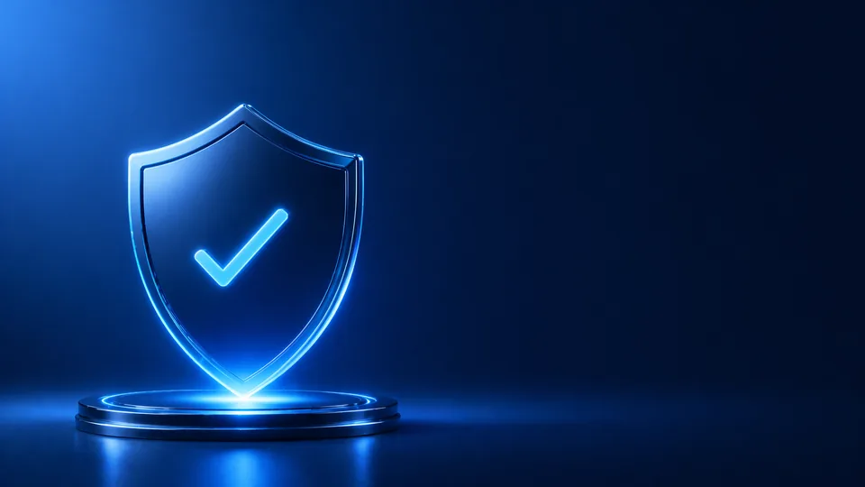 Glowing shield with check mark